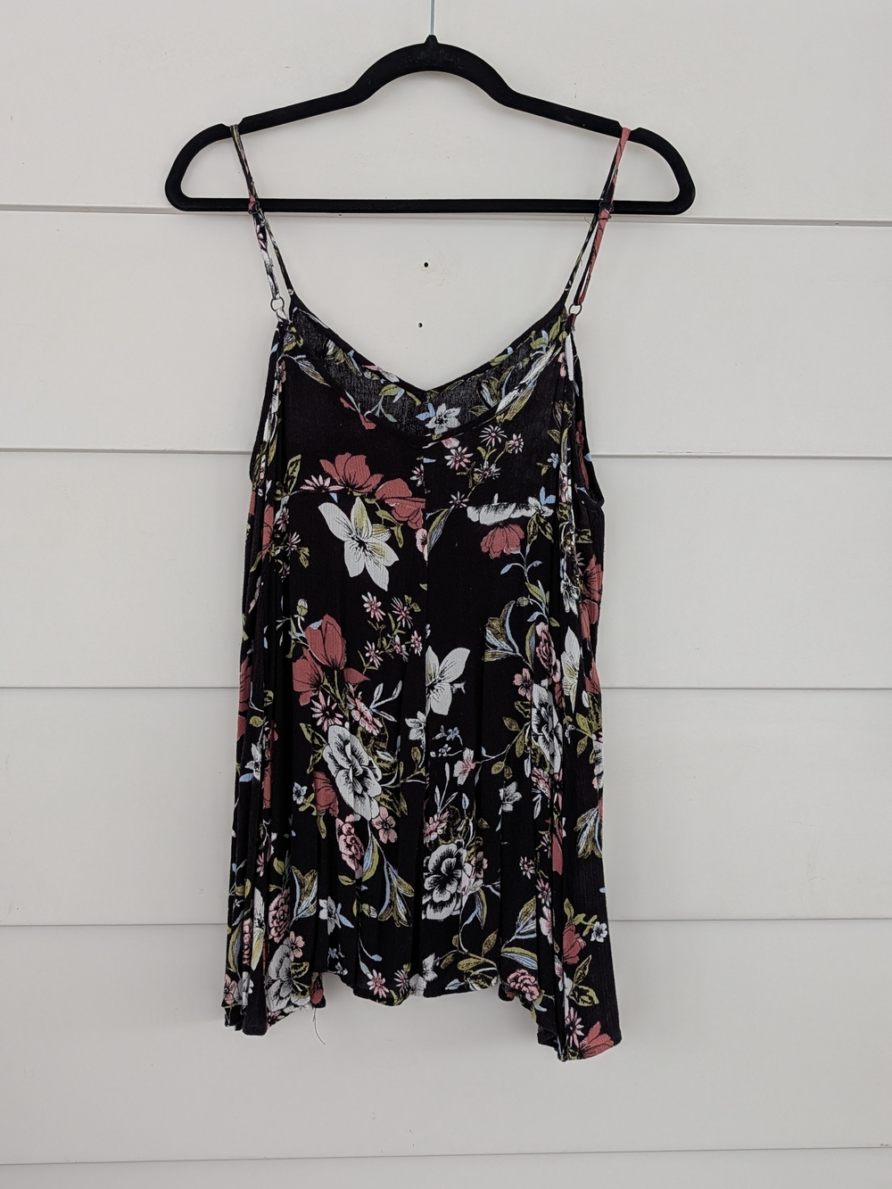 American Rag Black Floral Crochet-Front Cami with Pink & Cream Accents - Picture 5 of 7
